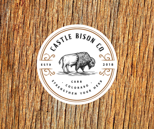 Castle Bison Round Logo with Bison Sticker