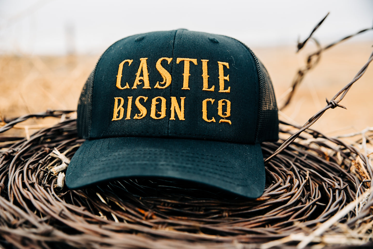 Castle Bison Co Black Snapback Hat