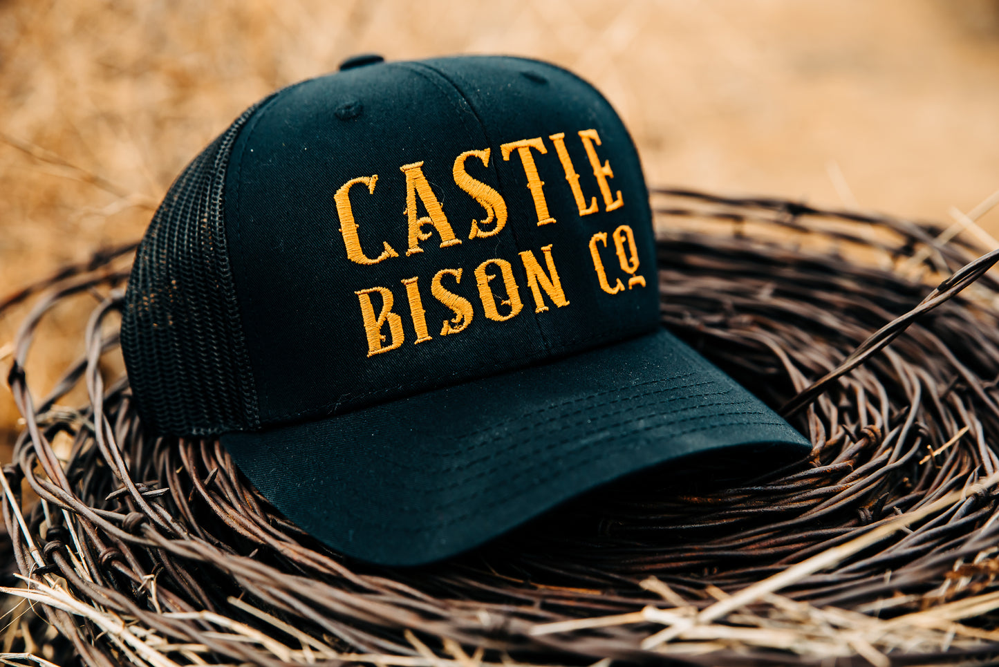 Castle Bison Co Black Snapback Hat