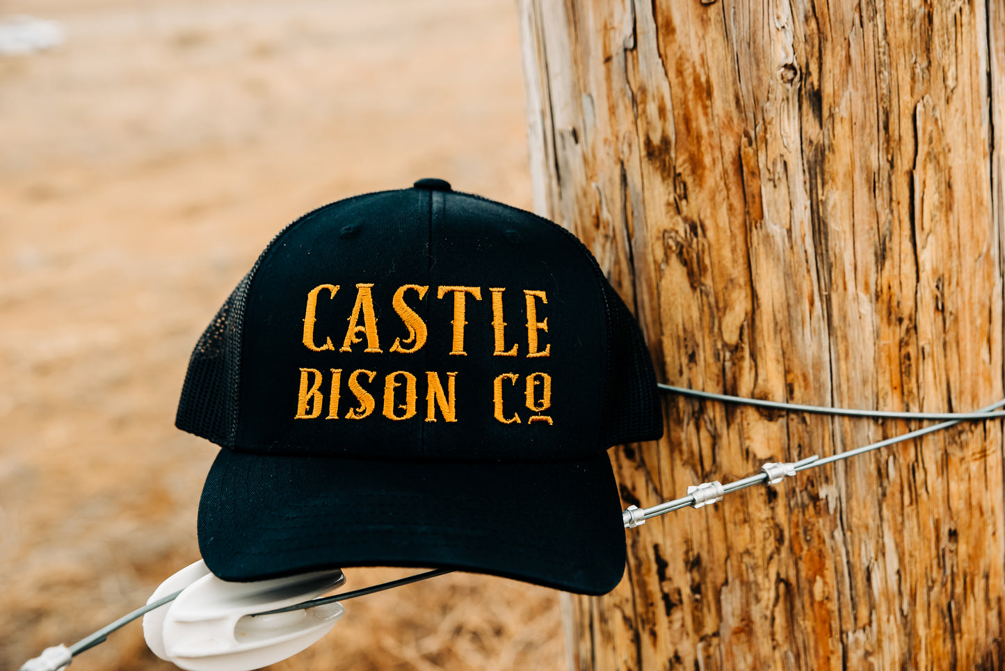 Castle Bison Co Black Snapback Hat