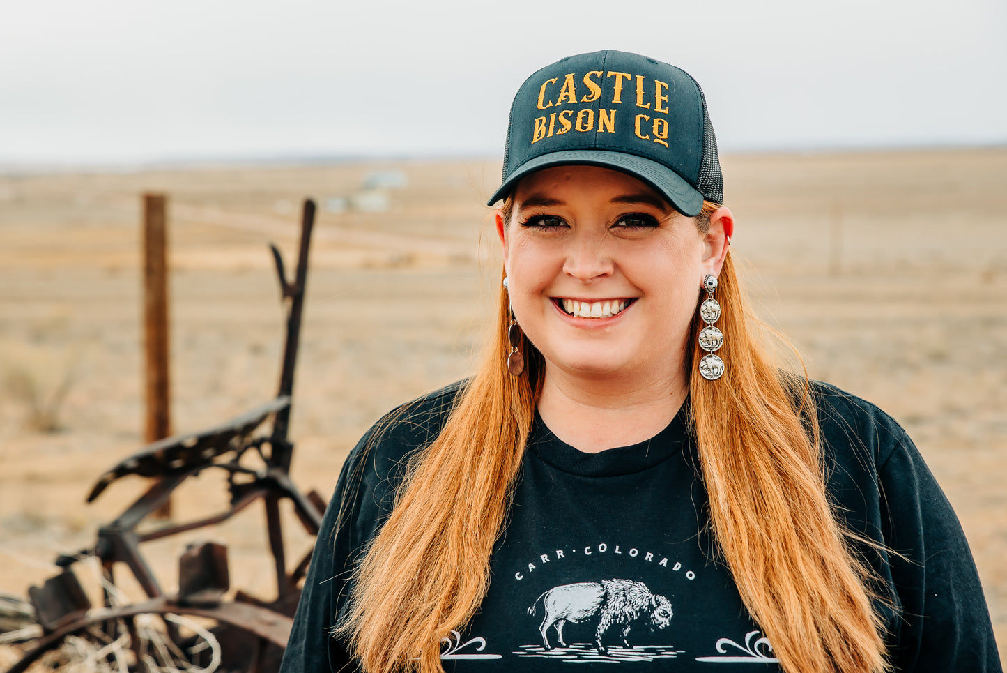 Castle Bison Co Black Snapback Hat